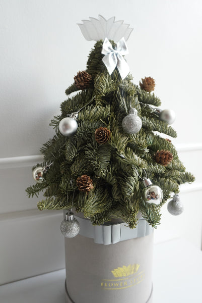 Fresh Christmas Pine Tree with Ornaments